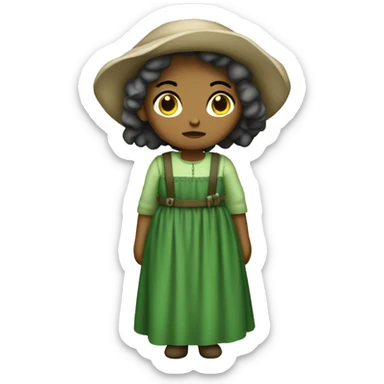 sad shepherdess with green dress sticker