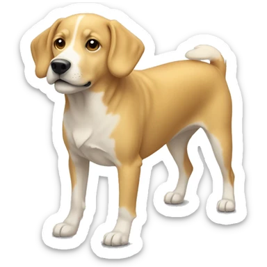 golden short-haired dog with one white spot along chest sticker