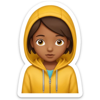 brown girl kid in yellow hoodie sticker