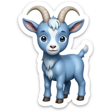 Very Sad-crying with tears-cute-small-full body-blue goat-head tilted up sticker