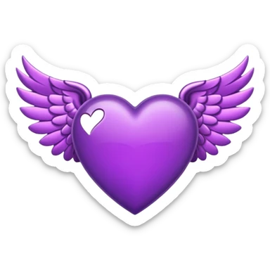 purple heart with wings sticker