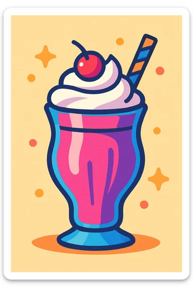 milkshake, vibrant and playful style, colorful, lively, fun sticker