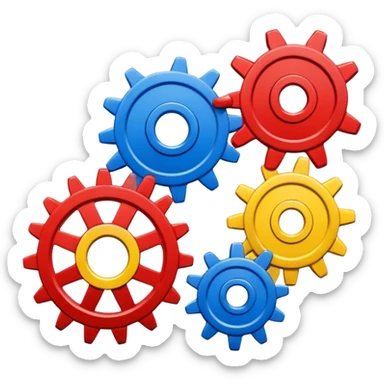 3 cogs made of paint sticker