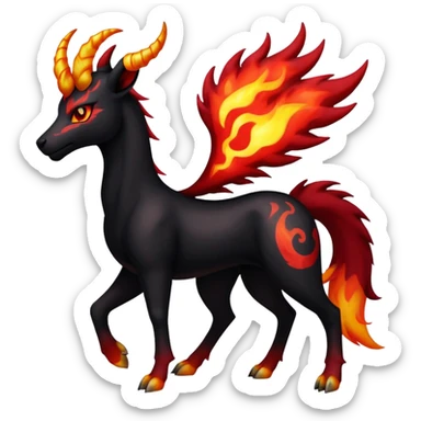 Shiny Exotic Gothic Rapidash-Houndoom-Pokémon-Fakémon-hybrid-creature sticker