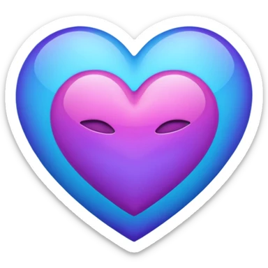 Combined blue and purple colour in one heart emoji sticker