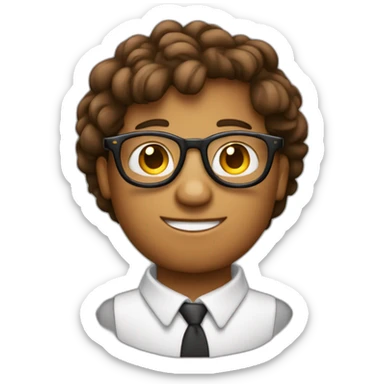 Garcon avec cheveux maron court et lunette ronde sticker