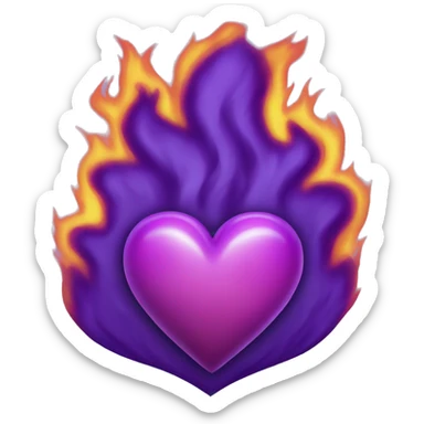 purple heart in flames sticker