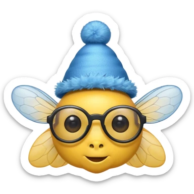 party blue hat bee with glasses sticker