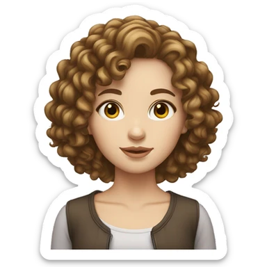 white girl with brunette curly hair sticker