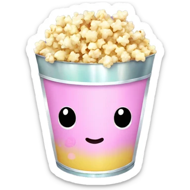 Kawaii chrome pastel glittery popcorn bucket    sticker