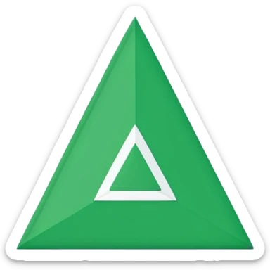 Emoji-style triangular flag, bright green, flat design, no folds or shading, simple and clean, minimalistic, centered on plain white or transparent background, high resolution sticker