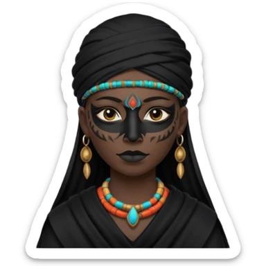 shaman woman in black clothes black face cover cloth sticker
