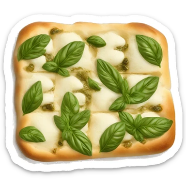 Focaccia with mozzarella, pesto and basil  sticker