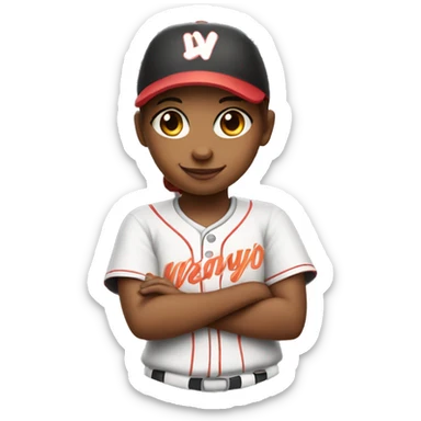 Cute softball player with a w on the shirt sticker