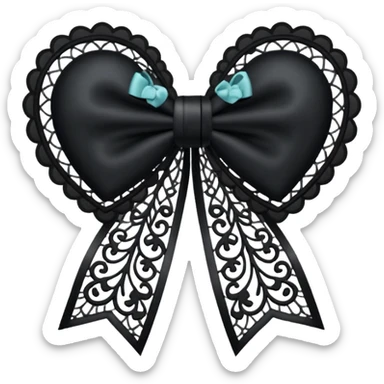 black heart with a black bow and lace details sticker