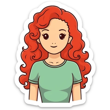 A woman with long red curly hair  sticker