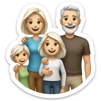 White Family big love mom dad two daughters and two miniature Schnauzers sticker