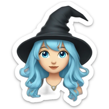 witch hat girl dark blond hair cat ears light blue eyes sticker
