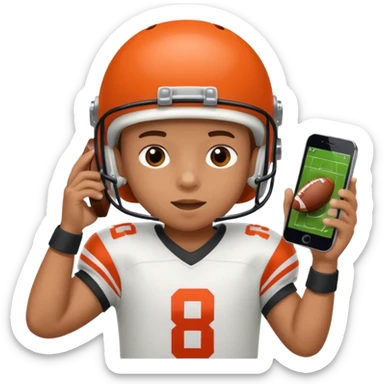 A child holds a phone in his hands and plays football at the same time sticker