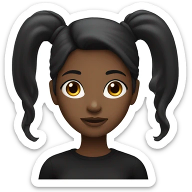 blackgirl with long hairs and brown eyes and wears black clothes sticker