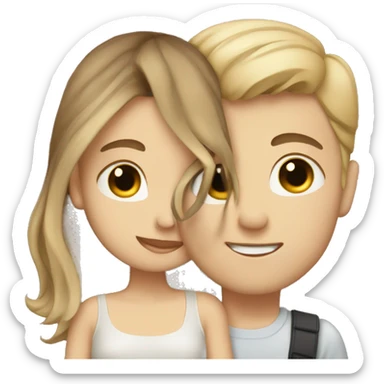 A Boy with brown hair kissing a girl with blonde hair sticker