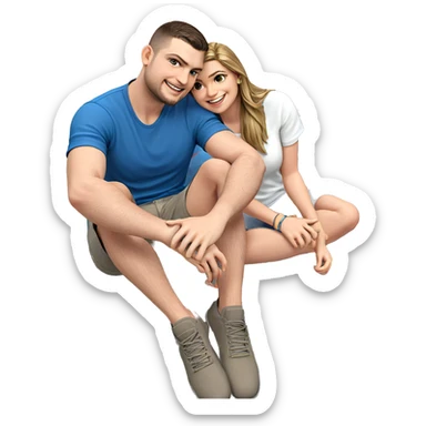 smiling pair in casual attire sticker