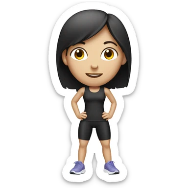 white skinny female with dark hair in exercise clothes sticker