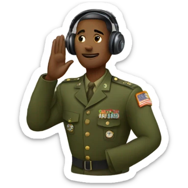 military salute with headphones sticker