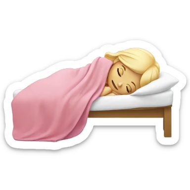 blonde girl sleeping on side with pink blanket sticker