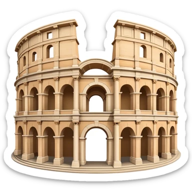 Realistic Pula Arena Landmark Emoji, featuring the grand Roman amphitheater with its large stone arches and well-preserved outer walls. sticker