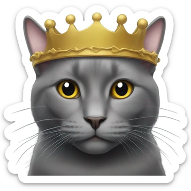 black cat with a king crown on sticker