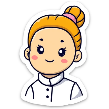 Adrian with a bun sticker