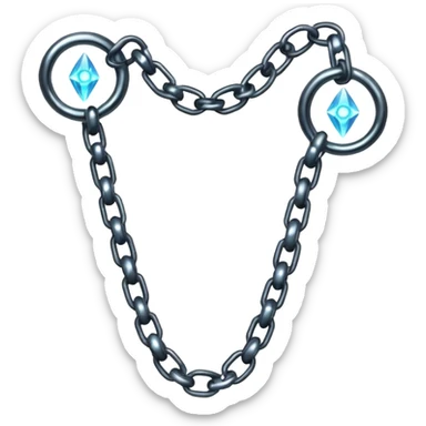 Broken chain with glowing spectral link, gothic fantasy iOS emoji sticker
