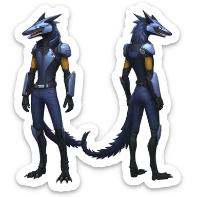 Full body Edgy Anthro Futuristic Mechanical Sergal-raptor-nargacuga-vernid sticker