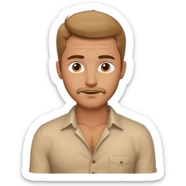 a guy who tries to catch women's attention, his shirt is is unbuttoned and his chest hair is visible, his eyes are flirting  sticker