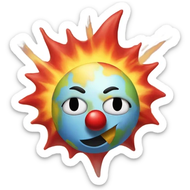 Fireball with a clown face on it flying towards earth sticker