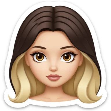 dark brown hair with blond meches, pretty beautiful bratz baddie sticker