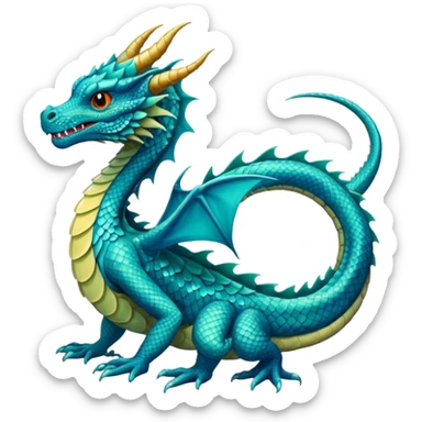 Turquoise water dragon sticker