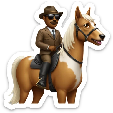 dog wearing sunglasses riding a horse sticker