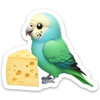 Budgie that's eating cheese sticker