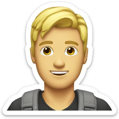 blonde guy with laptop and palm tree in the back sticker