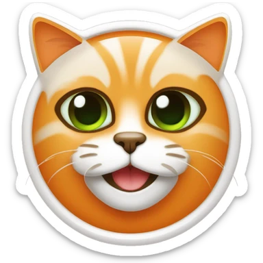 Gato color naranja tierno ojos verde con una mancha café en la nariz sticker