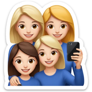 Three girls taking selfie sticker