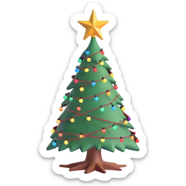 a really bad christmas tree, patchy, with tangled lights and a tilted star sticker