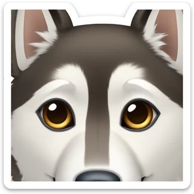 Huskey dog with a brown eye and an eye half brown half blue sticker