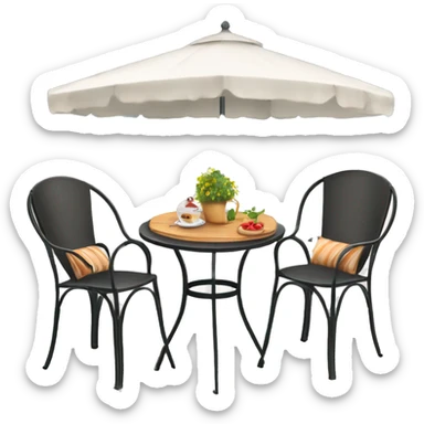 Terrasse Parisienne typique avec deux chaises et une table sticker