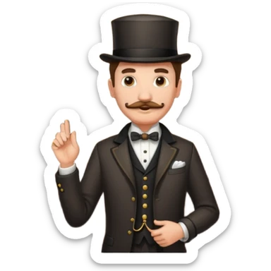 emoji of a gentleman with moustache and monocle standing nearby door welcoming you sticker