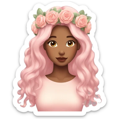 Gorgeous Pastel Lady with blushing face with a flower crown aesthetic trending style sticker