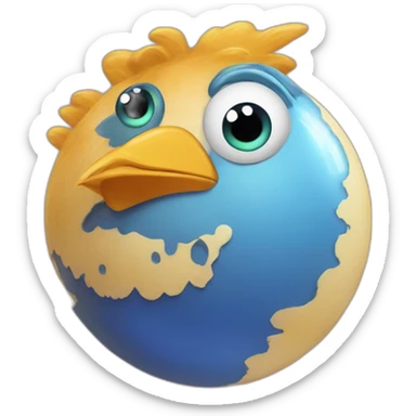 planet Neptune with a cartoon pensive chicken face sticker