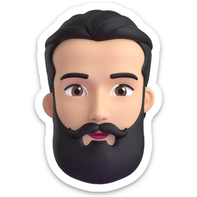 3d man with neat medium beard and connected eyebrows sticker
